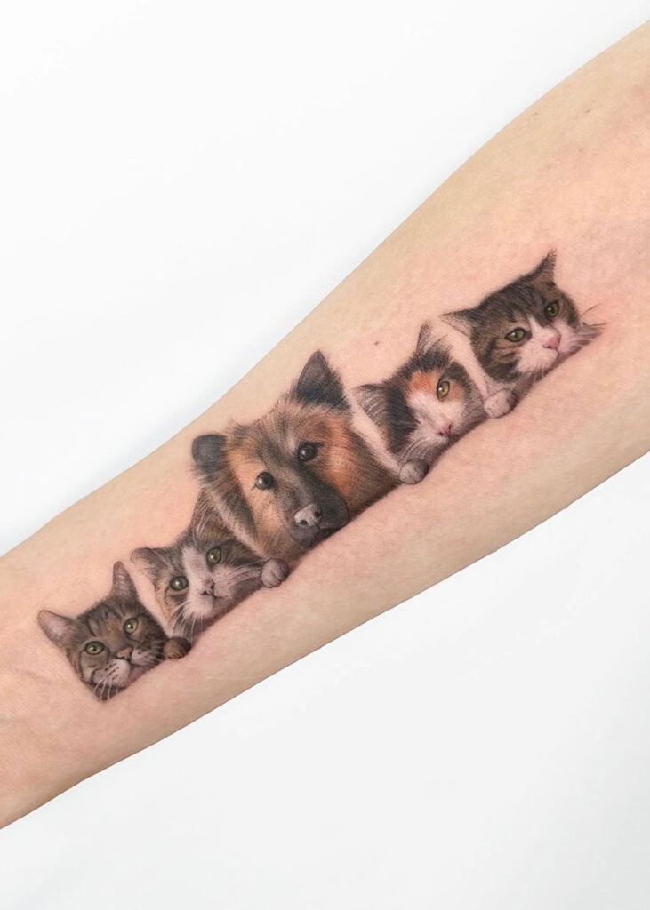 tatuaje de perros y gatos