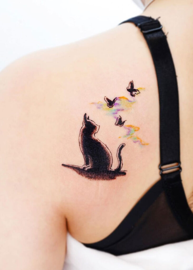 tatuajes de gatos de acuarela