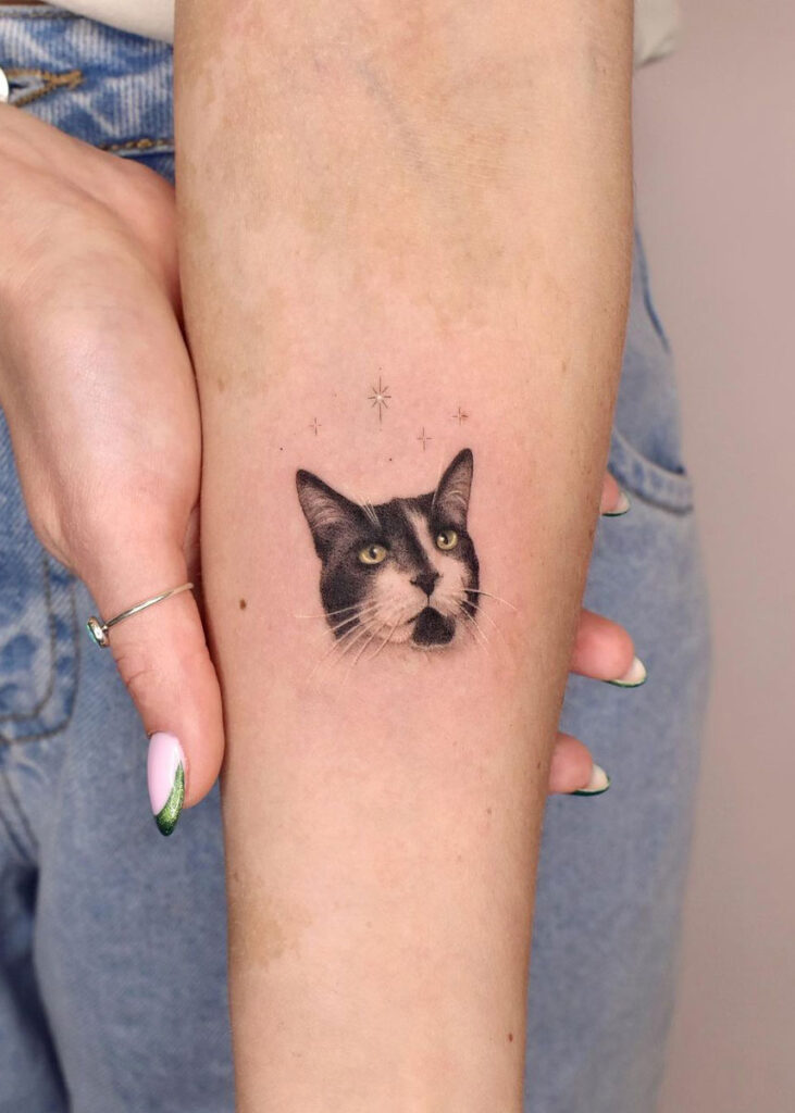 diseño tatuaje gato