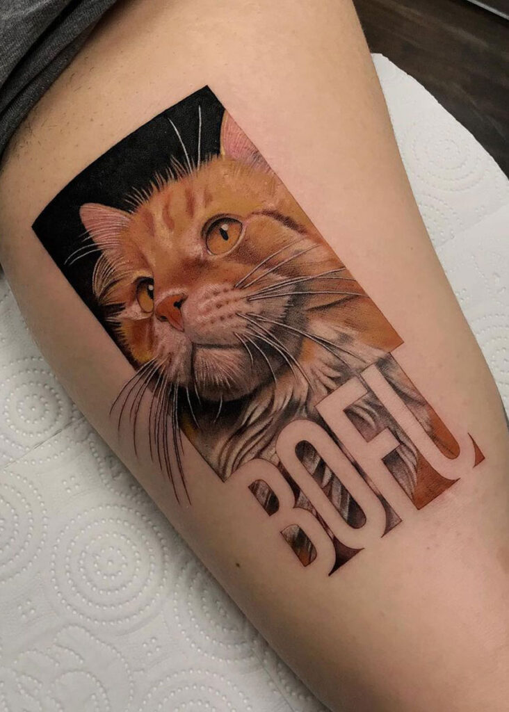 realismo tatuajes de gatos